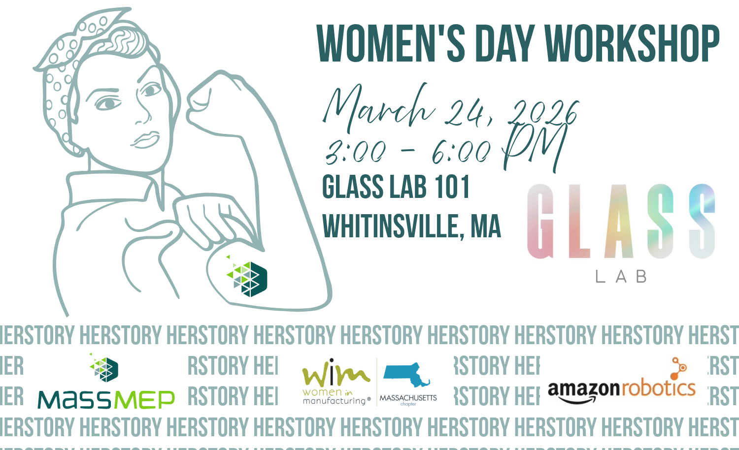Flyer for Women's Day Workshop on March 24, 2026 in Whitinsville, MA.